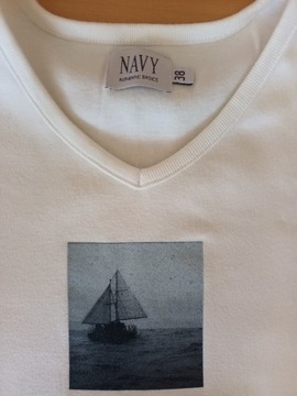 NAVY t-shirt biały, łódka - 38