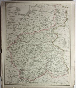 Mapa Królestwa Polskiego, F.W. Streit, 1856 r,