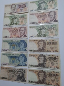 18#N 12 BANKNOTÓW PRL OD 20 ZŁ DO 2.000 TYSIĘCY 