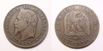 Francja 5 centimes 1863 r. BB