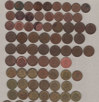 Niemcy RFN 1, 2, 5 pfennig na sztuki