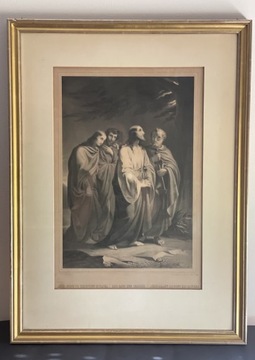 Stara litografia. Grafika Jezus XIX wiek