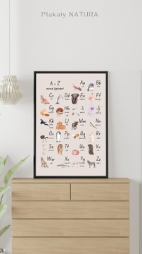 Plakat edukacyjny alfabet po angielsku, zwierzęta