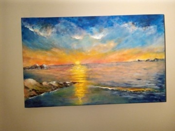 Obraz ręcznie malowany - zachód słońca  40x65