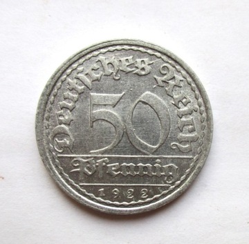 50 Fenigów 1922 r.  G. Niemcy