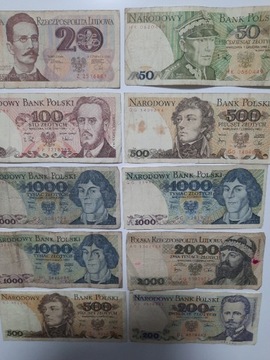 N165-10 BANKNOTÓW PRL OD 20 ZŁ DO 2.000 TYSIĘCY 