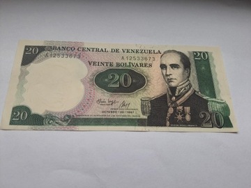 Banknot 20 peso veinte bolivares