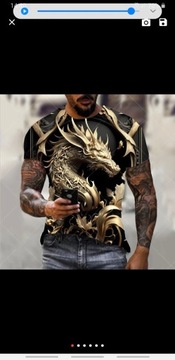Nowa koszulka męska - nadruk smoka 3D
