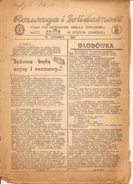 Rozwaga i Solidarność nr8. Stocznia Gdań 12.06.81r