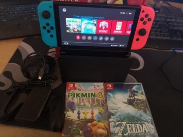 Konsola Nintendo Switch OLED + Zelda + Pikmin 4