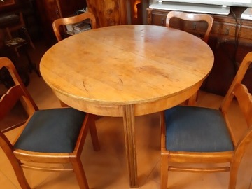 Zestaw stół,  4 krzesła i dwa fotele Art deco