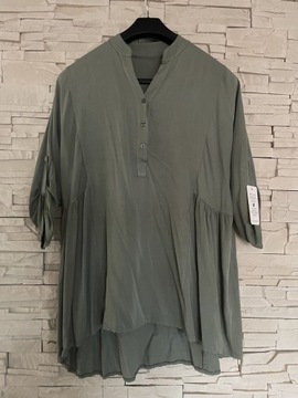 Koszula tunika duża oversize khaki wiskoza 46 48 