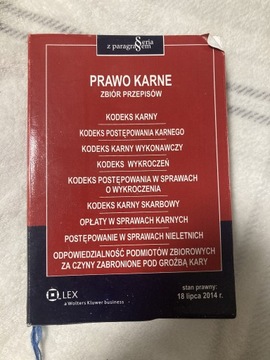 Prawo karne zbiór przepisów 18 lipca 2014r