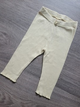 H&M prążkowane legginsy żółte organic cotton r.74