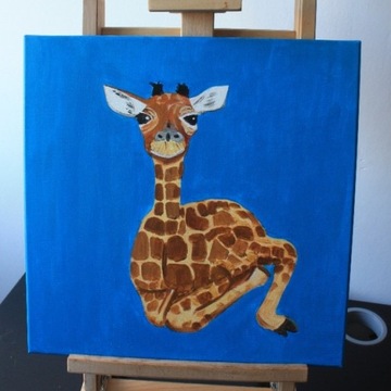 Obraz do pokoju dziecięcego 40x40cm - żyrafa