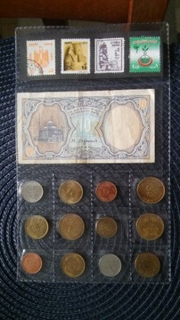 Egipt - 3 w 1 (banknot, monety, znaczki) nr2