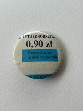 Button przypinka handmade bilet autobusowy unikat 