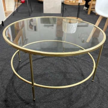 Stolik kawowy złoty stół Emilia O 85, wys. 46 cm