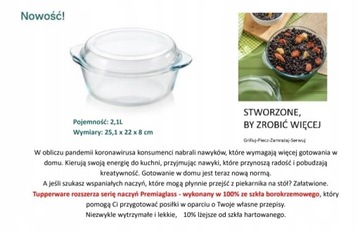 Tupperware Pojemnik Premiaglass szklany 2,1l