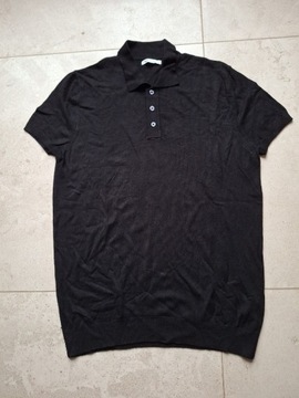 Czarna elegancka koszulka Zara z kołnierzykiem