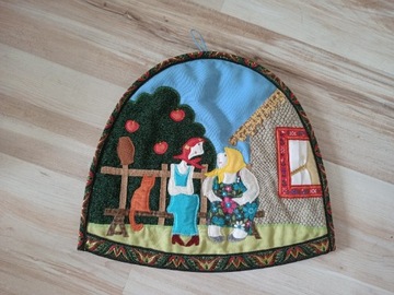 Pokrowiec patchwork vintage babuszka kot klosz 