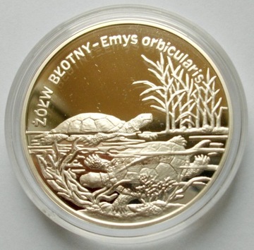 Moneta srebrna 20 zł, Żółw błotny, 2002 r.