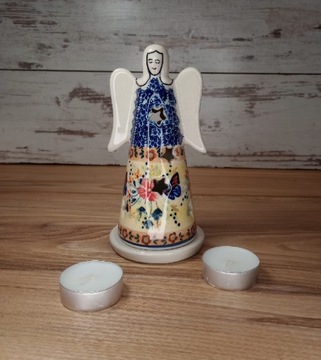 Lampion ceramiczny anioł 15,5 cm ceramika Bolesławiec 