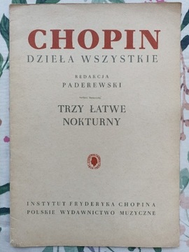 CHOPIN TRZY ŁATWE NOKTURNY red. Paderewski