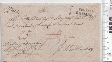 Niemcy BRESLAU Wartenberg koperta list 1831 rok