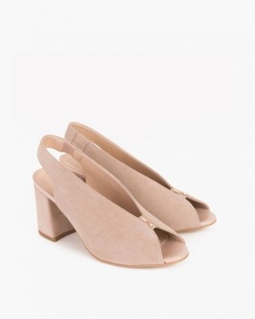 Kulig beżowe sandały na słupku peep toe r.40