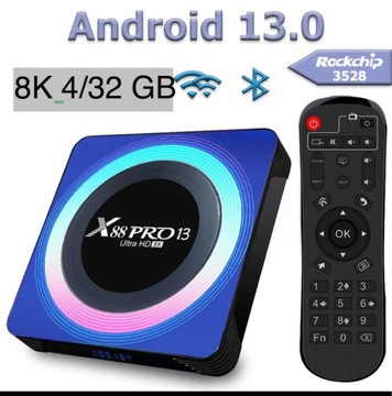 SMART TV BOX 8K ANDROID13 4/32 GB 2 PILOTY X88 PRO