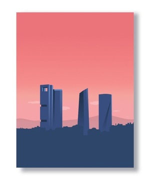 Plakat 50x70cm Autorska grafika "Panorama Madrytu"