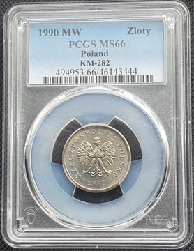 1 złoty 1990 PCGS MS 66 Piękna 