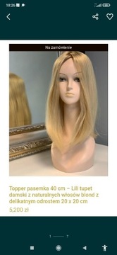 Topper tupet włosy naturalne blond 45 cm