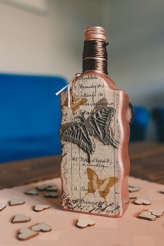Butelka wazonik handmade z motylami