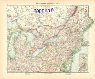 USA część 3 oryginalna stara mapa z 1906 roku 88