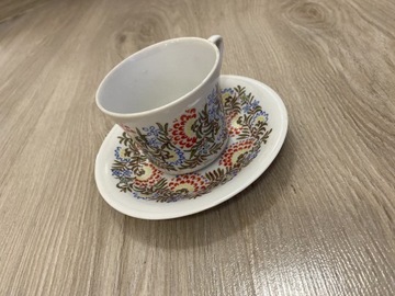 Filiżanka ze spodkiem porcelana Chodzież Cepelia