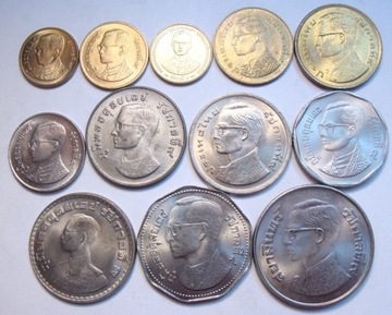 Tajlandia zestaw 12 szt monet w PIĘKNYM stanie!