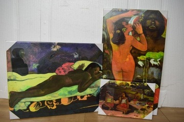 Trzy reprodukcje obrazów Paula Gauguina 