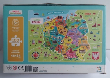 Nowe puzle edukacyjne mapa Polski 46x64 100ele.