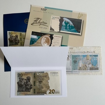 20zł Ochrona Polskiej Granicy banknot + 3 foldery