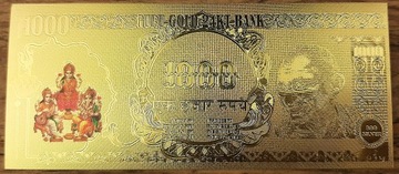 Indie - 1000 rupii Gold 24kt Gold Plated Mahatma Gandhi