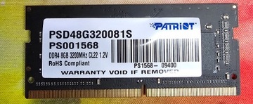 PATRIOT 1x8GB DDR4 3200MHz CL22 1.2V