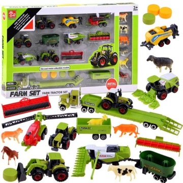 Zestaw traktory maszyny rolnicze kombajny, zabawki