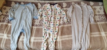 3 piżamki typu pajac na niemowlaka rozm. 74/80