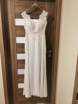 Suknia ślubna BELLIS slim biała koronka francuska