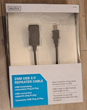 Przedłużacz USB Digitus DA-73103 czarny 25m