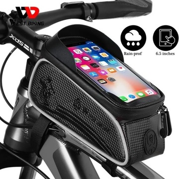 Torba Sakwa rowerowa uchwyt etui na telefon West Biking przednia