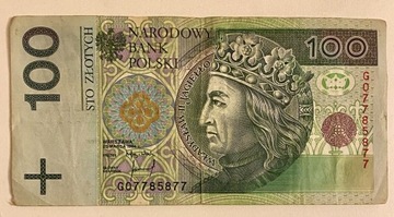 Banknot 100 zł - numery radarowe
