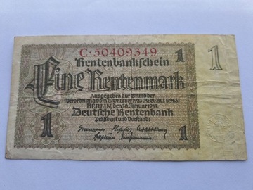 BANKNOT NIEMCY 1 RENTENMARK 1937 seria C